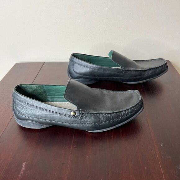Lacoste Mens Black Leather Loafers Sz 9.5 Slip On Moccasins Driving Shoes - Picture 4 of 8